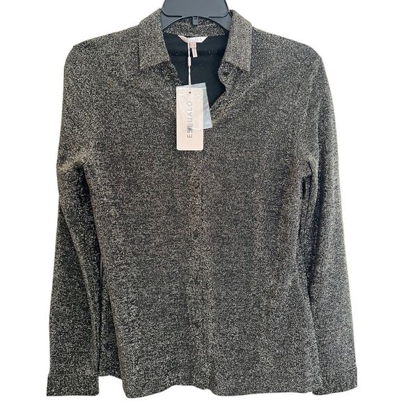 NYE Esqualo Gold / Black Button down Black with metallic gold Size XS Women NWT - Picture 1 of 16